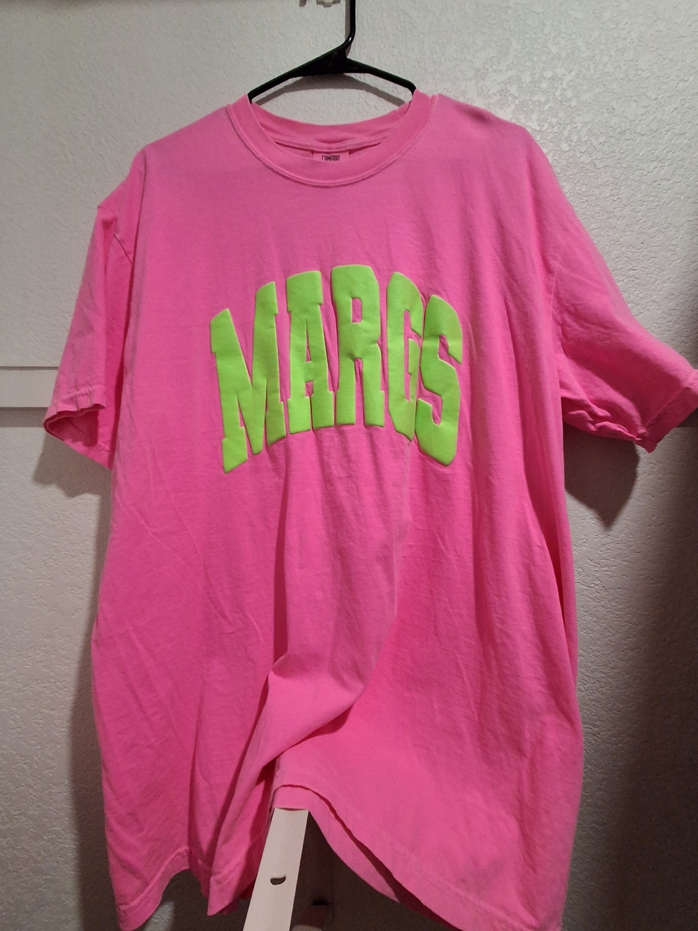 Comfort Colors Kids Bright Pink Tee with Neon Green MARGS Graphic